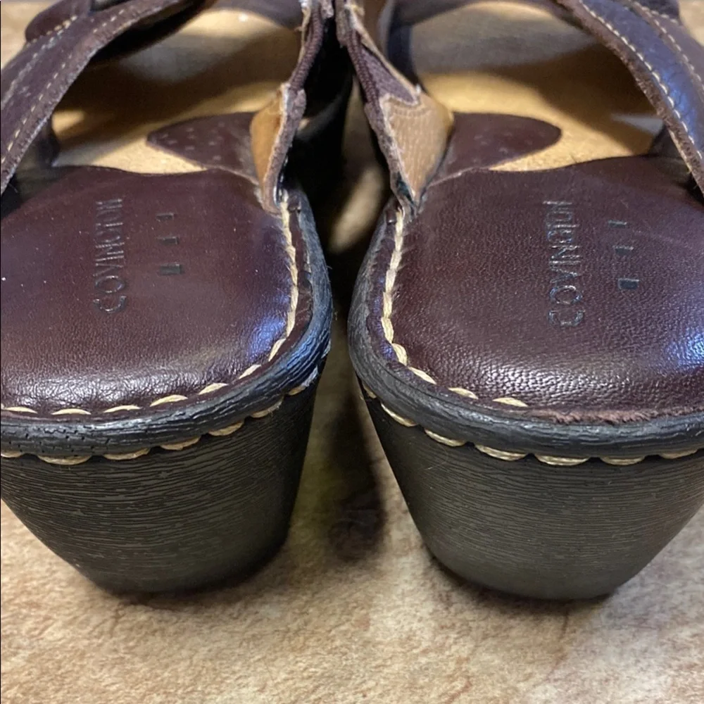 Covington 9M Brown Leather Sandals with Decorative Buckle Luxury Summer Elegant